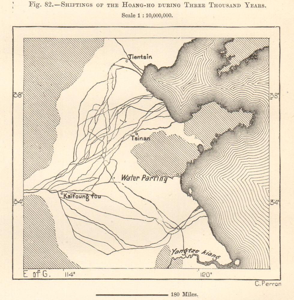 Shift in course of the Yellow River during 3000 yrs. China. Sketch map 1885